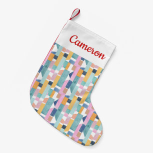 Add Your Name   Abstract Watercolor Shape Pattern Small Christmas Stocking