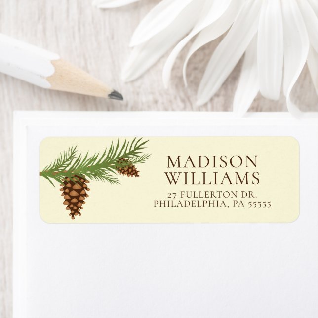 Add Your Name & Address | Christmas Pine Cones Label (Insitu)