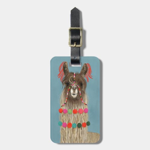 Add Your Name  Adorned Llama _ Brown Luggage Tag