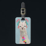 Add Your Name | Adorned Llama - White Luggage Tag<br><div class="desc">Adorned Llama II by Victoria Borges. Features a whitish colored llama with decorative pompoms and tassel-like adornments.</div>