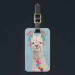 Add Your Name | Adorned Llama - White Luggage Tag<br><div class="desc">Adorned Llama II by Victoria Borges. Features a whitish colored llama with decorative pompoms and tassel-like adornments.</div>