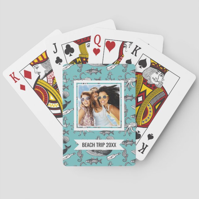 Add Your Name | All Of The Sea Pattern Poker Cards (Back)