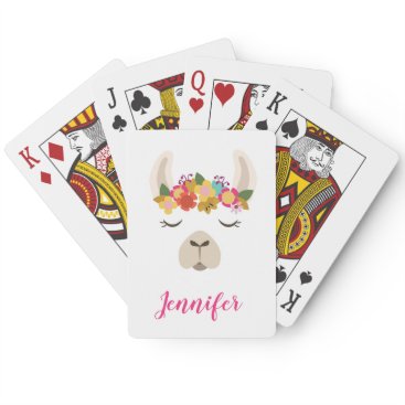 Add Your Name | Alpaca & Flowers Pattern Playing Cards Add Your Name | Alpaca & Flowers Pattern Playing Cards