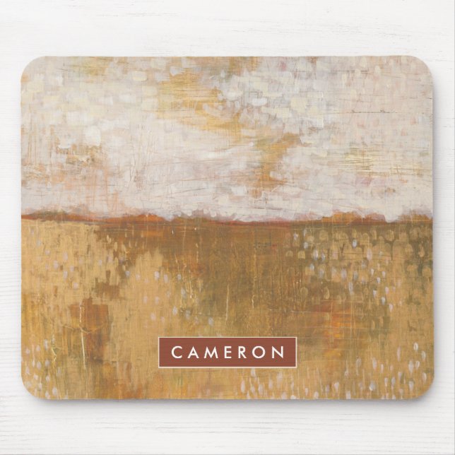 Add Your Name | Amber Horizon Abstract Print Mouse Pad (Front)