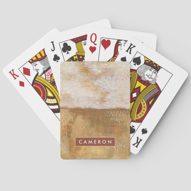 Add Your Name | Amber Horizon Abstract Print Poker Cards (Back)