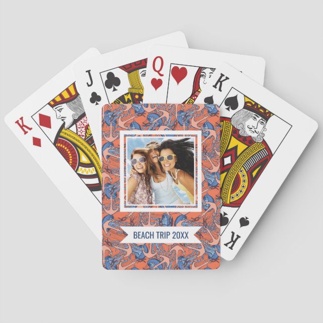 Add Your Name | Anchor And Jellyfish Pattern Poker Cards (Back)