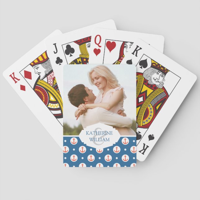Add Your Name | Anchor Dots Poker Cards (Back)