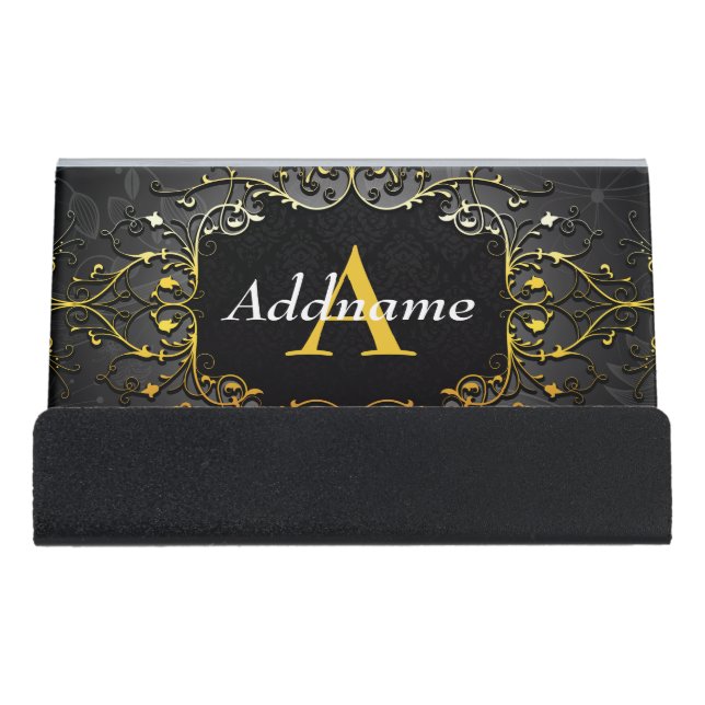 Add your name and initial desk business card holder (Front)