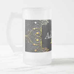 Add your name and initial frosted glass beer mug