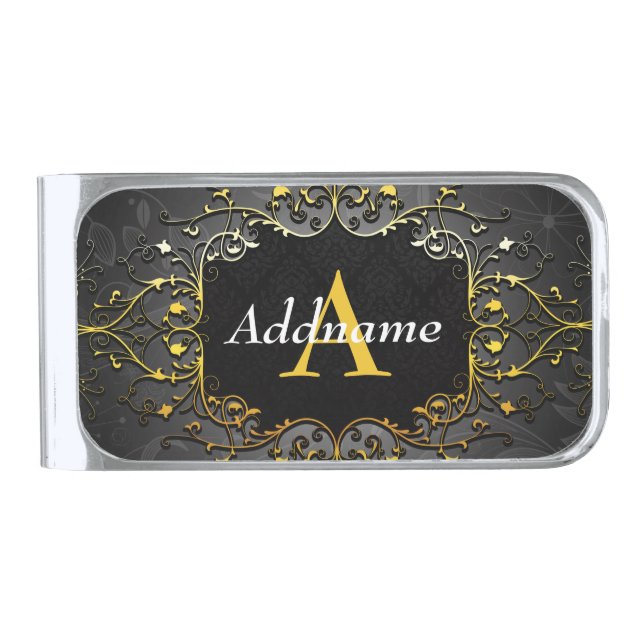 Add your name and initial silver finish money clip (Front)