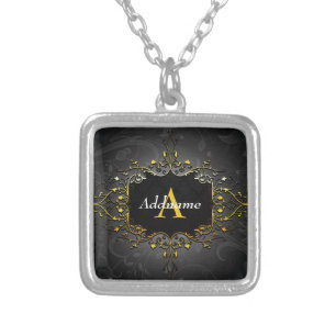Add your name and initial silver plated necklace