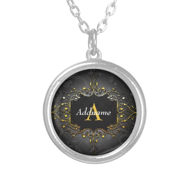 Add your name and initial silver plated necklace (Front)