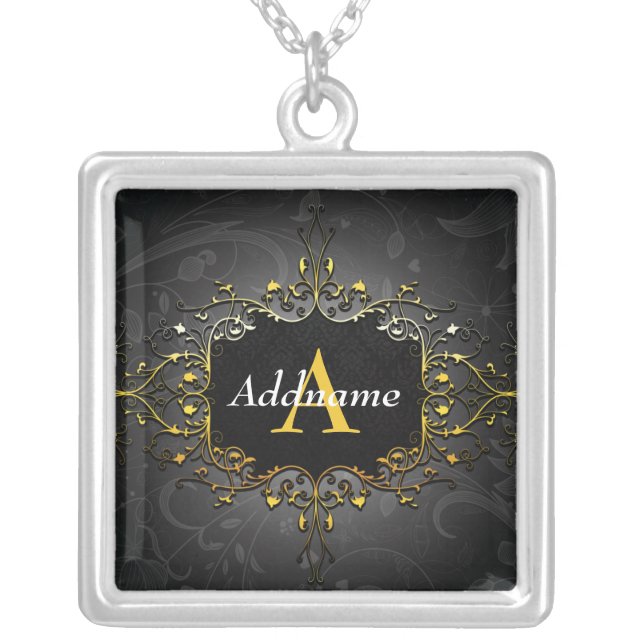 Add your name and initial silver plated necklace (Front)