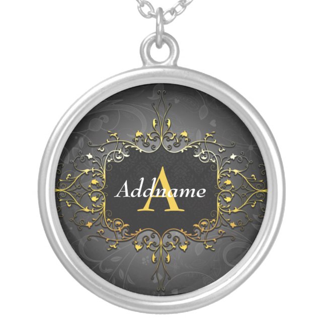 Add your name and initial silver plated necklace (Front)
