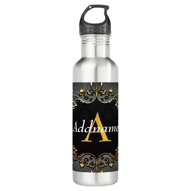 Add your name and initial stainless steel water bottle (Front)
