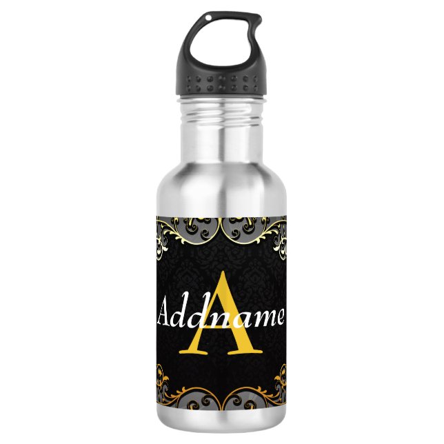 Add your name and initial stainless steel water bottle (Front)