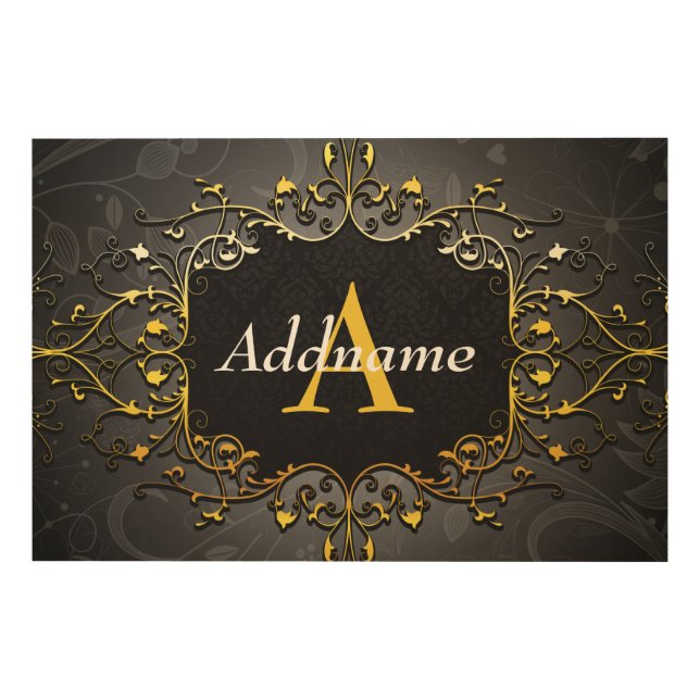 Add your name and initial wood wall art (Front)