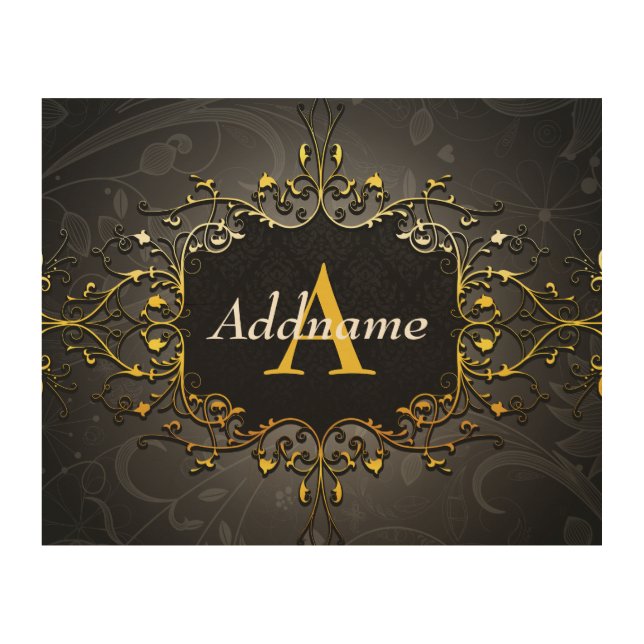 Add your name and initial wood wall art (Front)