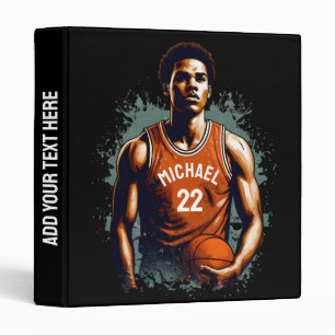 Add Your Name And Number basketball player Custom 3 Ring Binder