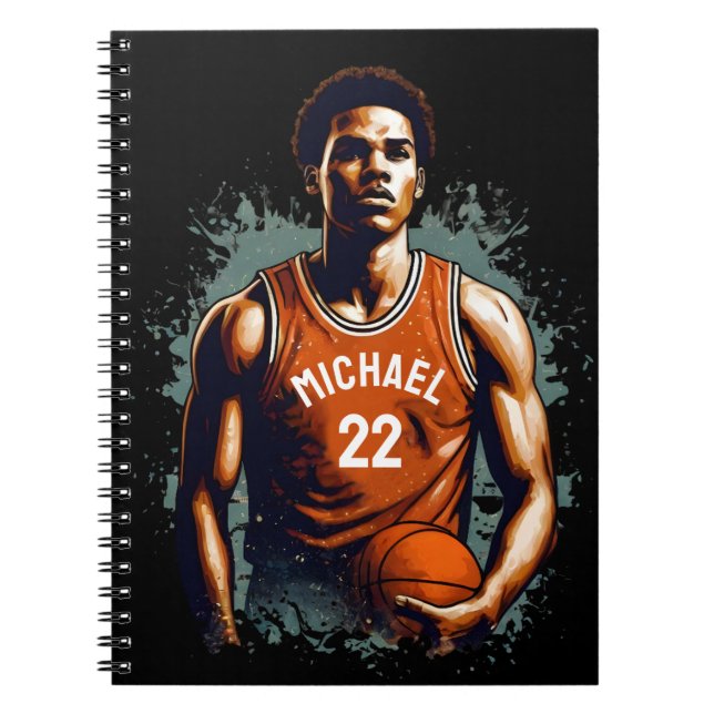 Add Your Name And Number basketball player Custom Notebook (Front)