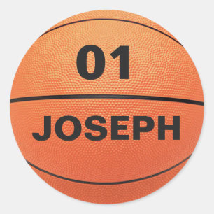 Add Your Name and Number Template Basketball Sport Classic Round Sticker