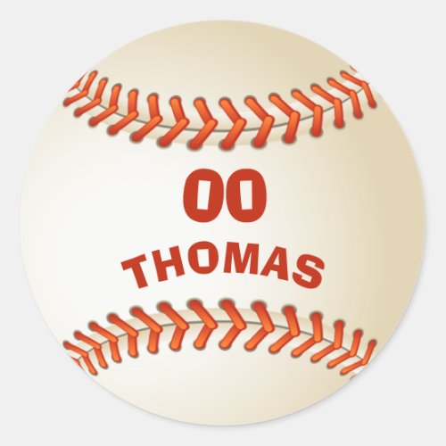 Add Your Name and Number Template Custom Baseball Classic Round Sticker