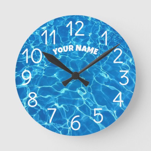 Add Your Name and Photo Swimming Pool Water    Round Clock