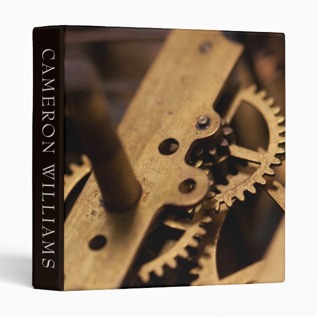 Add Your Name | Antique Watch Internal Parts 3 Ring Binder (Front/Spine)