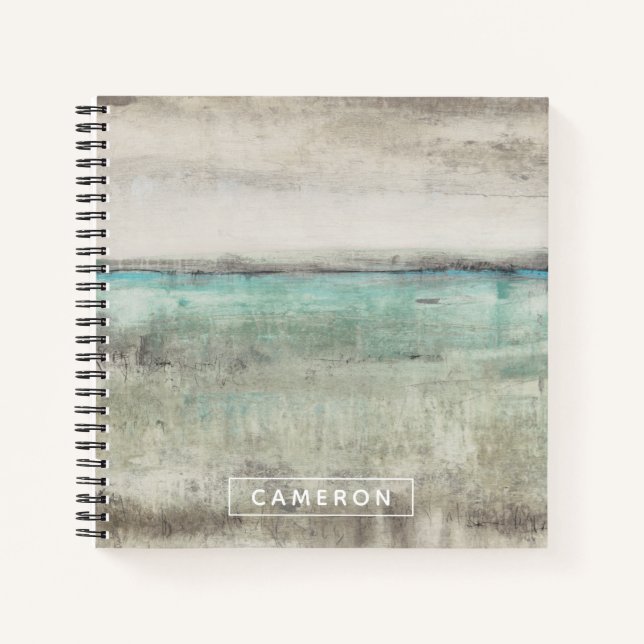 Add Your Name | Aqua Horizon Notebook (Front)