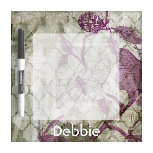 Add Your Name | Arabesque Butterflies IV Dry-Erase Board (Front)