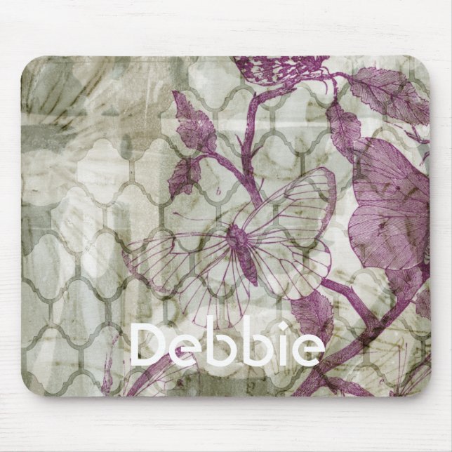 Add Your Name | Arabesque Butterflies IV Mouse Pad (Front)