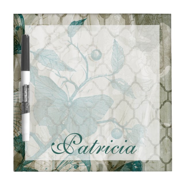 Add Your Name | Arabesque Butterflies V Dry Erase Board (Front)