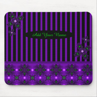 Add Your Name , Artdeco Flowers in Retro Style Mouse Pad