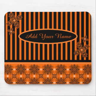 Add Your Name , Artdeco Flowers in Retro Style Mouse Pad