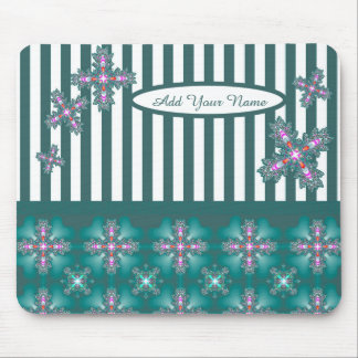 Add Your Name , Artdeco Flowers in Retro Style Mouse Pad