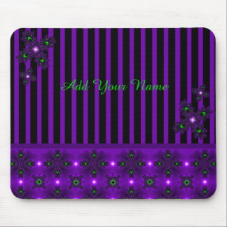 Add Your Name , Artdeco Flowers in Retro Style Mouse Pad