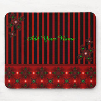 Add Your Name , Artdeco Flowers in Retro Style Mouse Pad