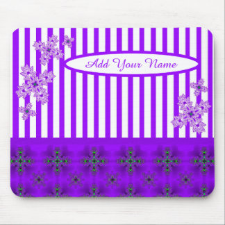 Add Your Name , Artdeco Flowers in Retro Style Mouse Pad