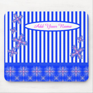 Add Your Name , Artdeco Flowers in Retro Style Mouse Pad