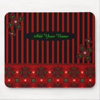 Add Your Name , Artdeco Flowers in Retro Style Mouse Pad