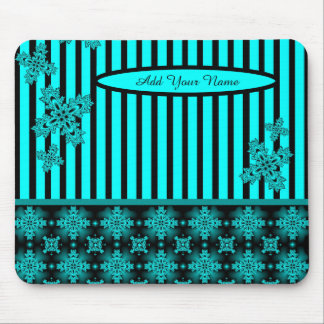 Add Your Name , Artdeco Flowers in Retro Style Mouse Pad