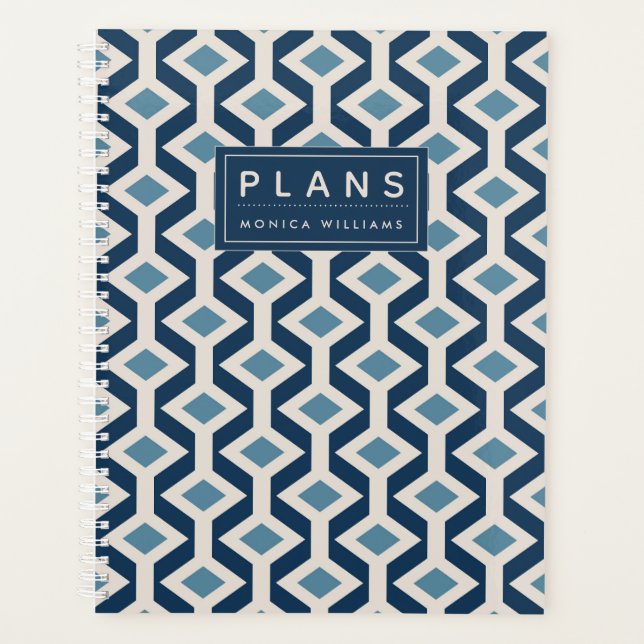Add Your Name | Atomic Era Inspired Geometric Planner (Front)
