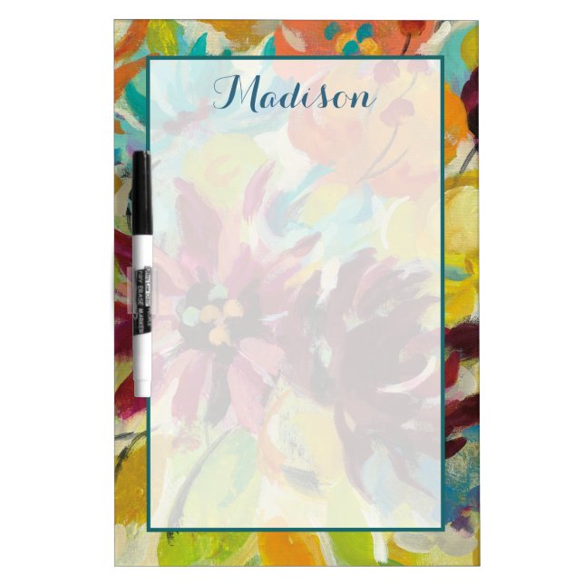 Add Your Name | Autumn Joy Flowers Dry Erase Board (Front)