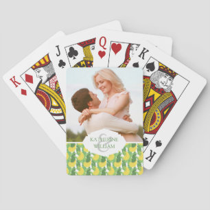 Add Your Name Banana Leaves And Fruit Pattern Poker Cards