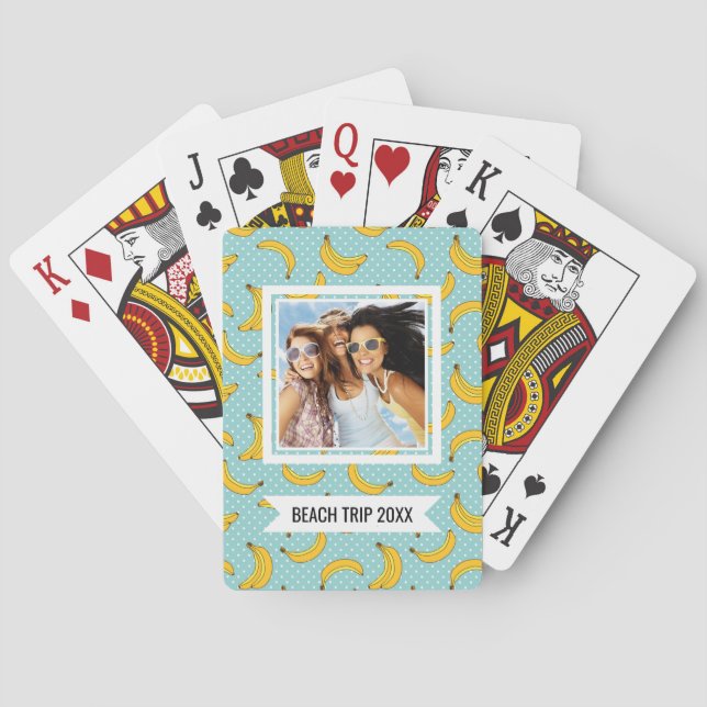 Add Your Name | Bananas And Polk Dots Poker Cards (Back)