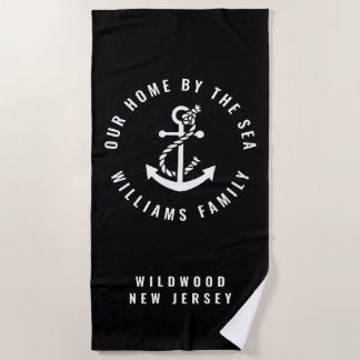 Add Your Name & Beach | Nautical Anchor Towel