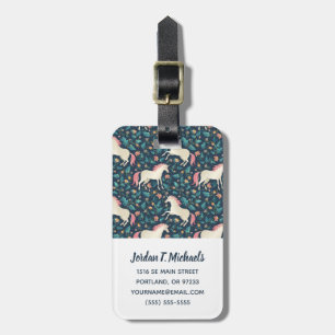 Add Your Name Beautiful Magical Unicorn Pattern Luggage Tag