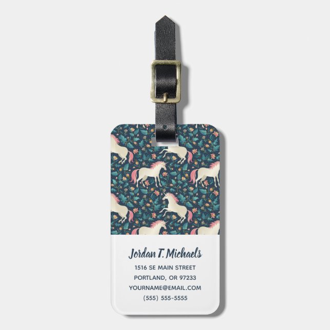 Add Your Name | Beautiful Magical Unicorn Pattern Luggage Tag (Front Vertical)