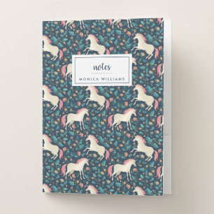 Add Your Name Beautiful Magical Unicorn Pattern Pocket Folder