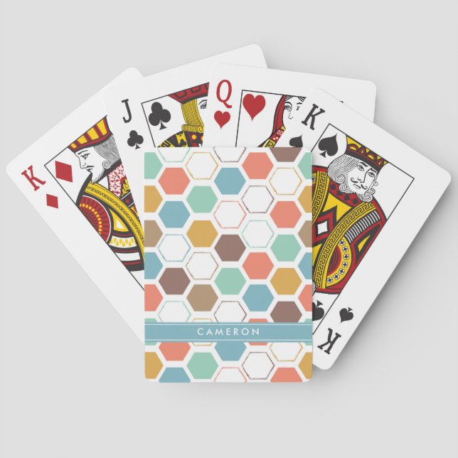 Add Your Name | Bee Hive Module Pattern Poker Cards (Back)
